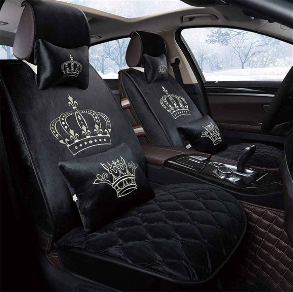 Balscw Car seat cover crown-mercerized cotton cushion, lovely lady full bag cushion-suitable for most five cars, Black