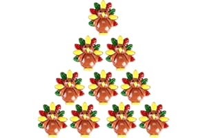 BinaryABC Thanksgiving Turkey Resin Flatback Craft Embellishment,Thanksgiving DIY Crafts Making,10Pcs