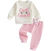 YINGISFITM Toddler Girl Clothes Cute Baby Spring Floral Crewneck Sweatshirt Shirt Pants Fall Winter Outfit Girls Clothing