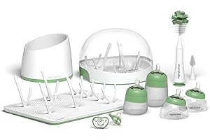 Nanobebe Breastmilk and Silicone Baby Bottle Ultimate Set Gen 2, 5oz and 9oz - with Sterilizer, Drying Rack, Anti-Colic Nippl