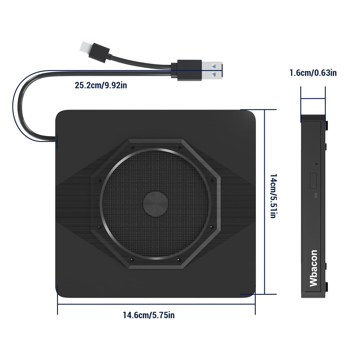 External CD/DVD Drive for Laptop, USB 3.0 & Type-C Portable CD DVD Burner, CD ROM +/-RW External DVD CD Drive, DVD Player for Laptop Compatible with Desktop, PC, Windows, Linux, Mac OS, Apple