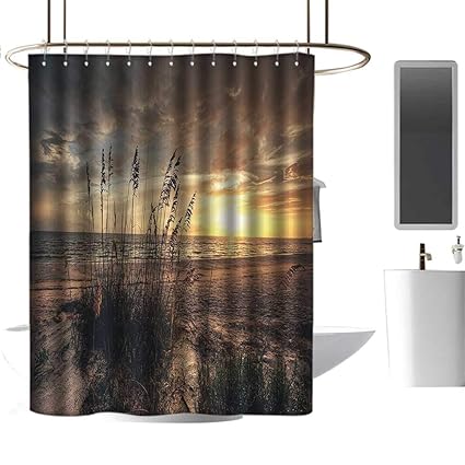 Funny Shower Curtains For Men Beach Calm Coastal Scene With