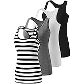Cosy Pyro Workout Tank Tops for Women Racerback Yoga Tanks Basic Athletic Activewear-4 Packs