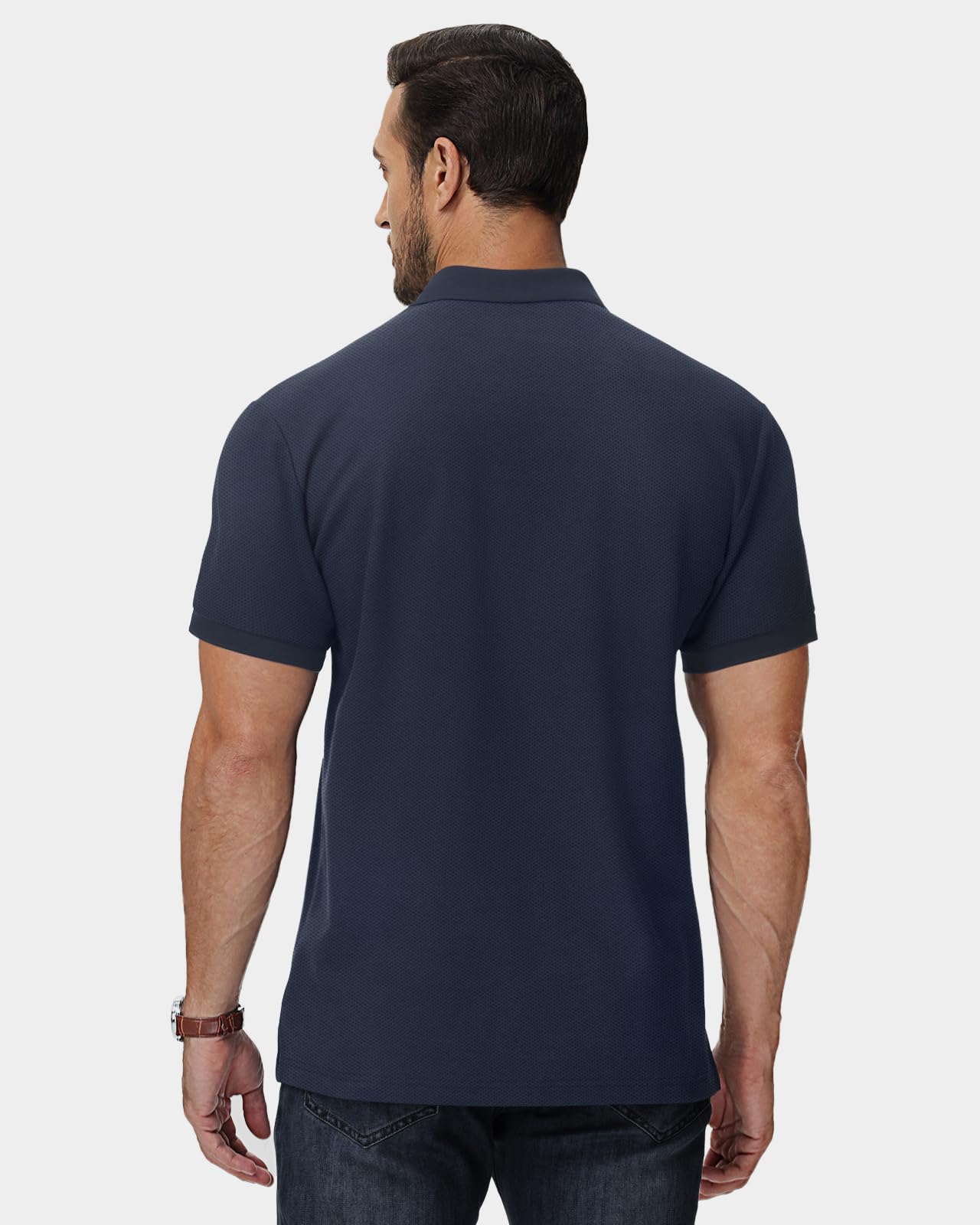 HMIYA Herren Poloshirt Kurzarm Männer Sommer Knopfleiste T-Shirts Basic Golf Polohemd,Navyblau,XL 2