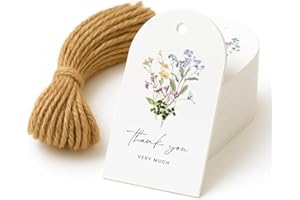 50 Floral Thank You Gift Tags with String Attached, Small Thank You for Celebrating with Us Gift Bag Tags for Presents and Pe