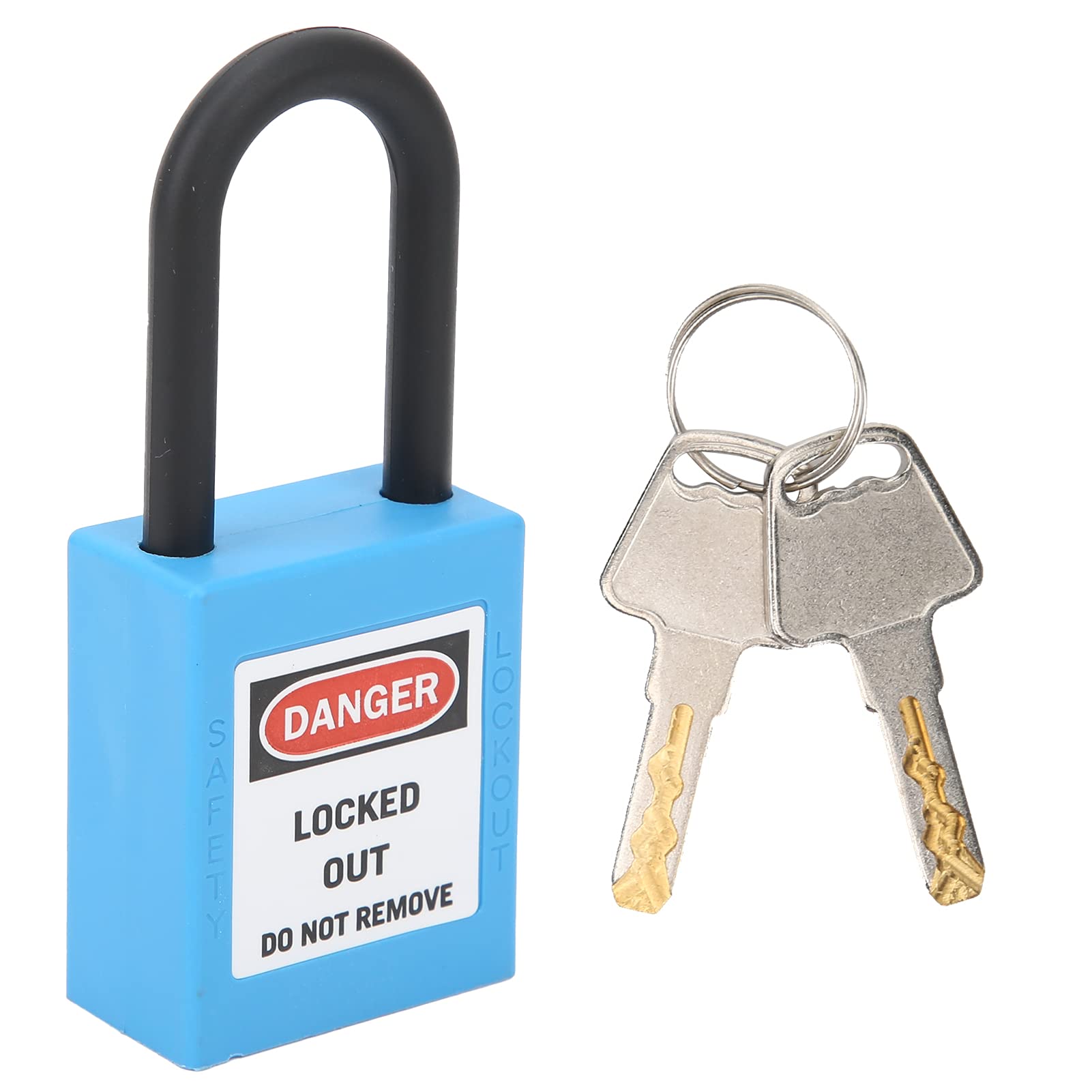 shenruifa Lockout Tagout Safety Padlock, 38mm Heavy Duty Nylon Insulated Padlock with Long Shackle & 2 Keys for Industrial Equipment/Machinery