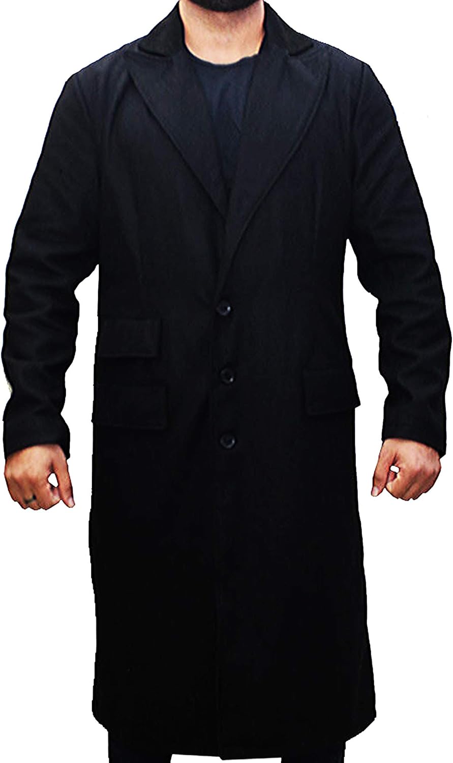 Miracle Trading Men's Peaky Black Wool Trench Coat UK Best Wool Blinders Trench Jacket Coat