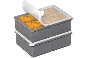 Silicone Freezer Trays with Lid 2 Pack, Easy Release Silicone Containers with Removable Lid, Soup Freezer Molds,Freeze and St