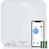 Scale for Body Weight, High Accuracy Bathroom Digital Scales, 400lb,White | Bluetooth Weighing Scale,Unlimited Users, LCD Display, Round Corner Disign, Compact Size with Sturdy Tempered Glass