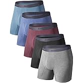 Easechoo Men's Underwear,Rayon Made from Bamboo Boxer Briefs,Ultra Soft,Cool Breathable,No Riding Up Long Leg,5 Pack