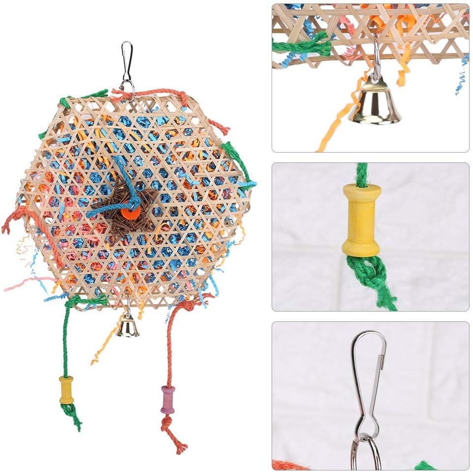 Parrot Shredding Toys Paper Strips Bird Chew Toy Woven Bamboo Bird Shredders Toy Foraging Hanging Toy for Parrot Budgie Parakeet Cockatiel Conure - Image 5