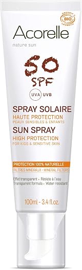 Acorelle Face Body Sun Spray SPF 50 Sensitive Skin UVA UVB Water Resistant Zinc view 2