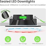 ALUSSO 6 pack 7W LED Downlights 3000K 4000K 6500K Dimmable IP65 view 7