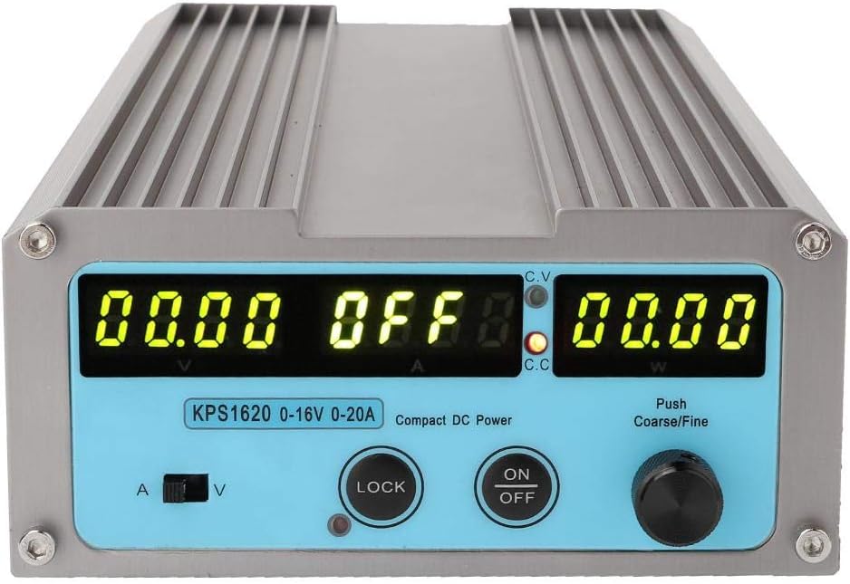 DC Switching Power Supply 0-16V 0-10A/20A Output Adjustable Digital DC Power Supply 4-Digital Display 100-240V, KPS1620(US Plug)