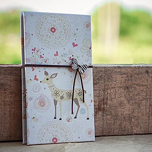 Duolaisu DIY Handmade Cloth Hardcover Kraft Paper Retro Accordion Style Photo Album 8.5x4.5Inch, Holds 4 x 6Inch Photos,One Self-adhesive Photo Corners