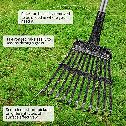 morpilot Dog Pooper Scooper with Poop Bags, Adjustable Long Handle Stainless Metal Tray, 11-Teeth Rake, Pet Waste Removal for Large Medium Small Dogs and Pets, Great for Your Entire Yard