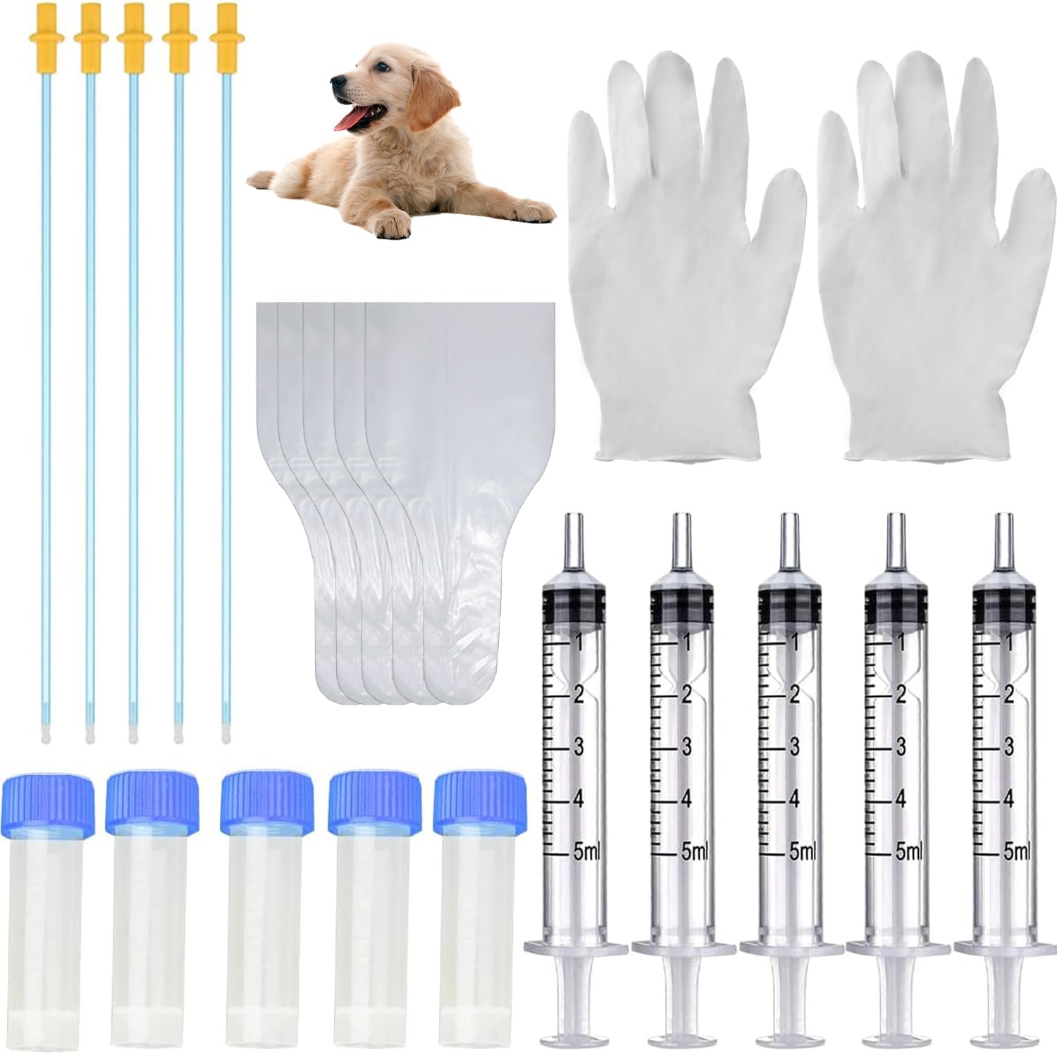 5 Set Dog Artificial Insemination Kit,Canine Breeding Kit, Artificially Inseminate Dog Kit, Pet Artificial Insemination Kit, AI Artificial Insemination Dog Breeding Kit for Small and Medium Pets