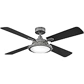 Hinkley Collier 54" Indoor Smart Ceiling Fan with Light and Remote, Integrated LED, Reversible Wooden Fan Blades, Pewter