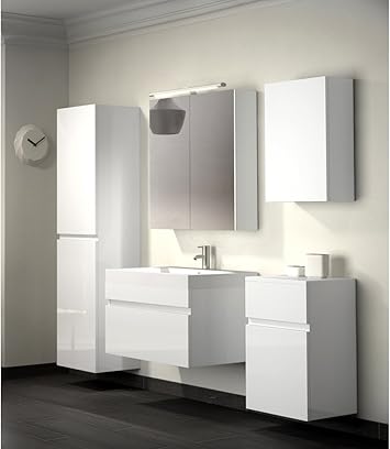 Bad11 Badmobelset Pandora 5 Teilig 70 Cm Badezimmer Mobel In Hochglanz Weiss Mit Waschplatz Inklusive Mineralguss Waschbecken Designerbad Mit Spiegelschrank Und Hochschrank Weiterer Stauraum Durch Unterschrank Und Hangeschrank Mogliche Varianten