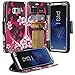 Galaxy Wireless Compatible for Samsung Galaxy S8 Wallet Case, Wrist Strap Flip Folio [Kickstand Feature] Pu Leather Wallet Case with ID&Credit Card Slot for Galaxy S8 - Hot Pink Heart