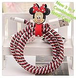Tospania 3 in 1 Multi-Colored DIY Spiral Wire Protectors for Apple Lightning Cables/Samsung and other Tablet Charging Cables/ Earphone Cords and More- Minnie Mouse