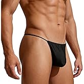 YINYOUYU Mens Thongs Silk G-String Adjustable Sexy T-Back Low Rise Underwear
