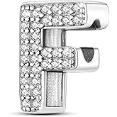PARCOM Letter Charms Fits Pandora Bracelets S925 Sterling Silver Initial Charms for Bracelets Alphabet A-Z Letters Bead Bracelets Necklace Pendent with Cubic Zirconia for Women Birthday Ceremony DIY Jewelry