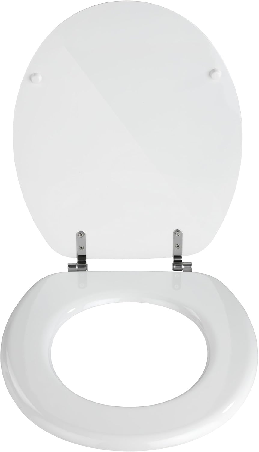 Wenko 154008100 Toilet seat, rustproof Stainless Steel mounting, MDF, 37.5 x 43.5 cm, White, 37.5 x 43.5 x 10 cm - Image 3
