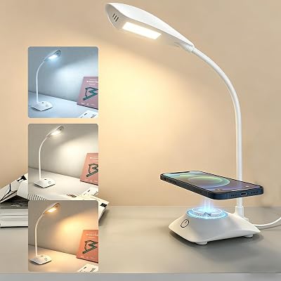 Schreibtischlampe mit MagSafe 15W kabellosem Laden, Weiß