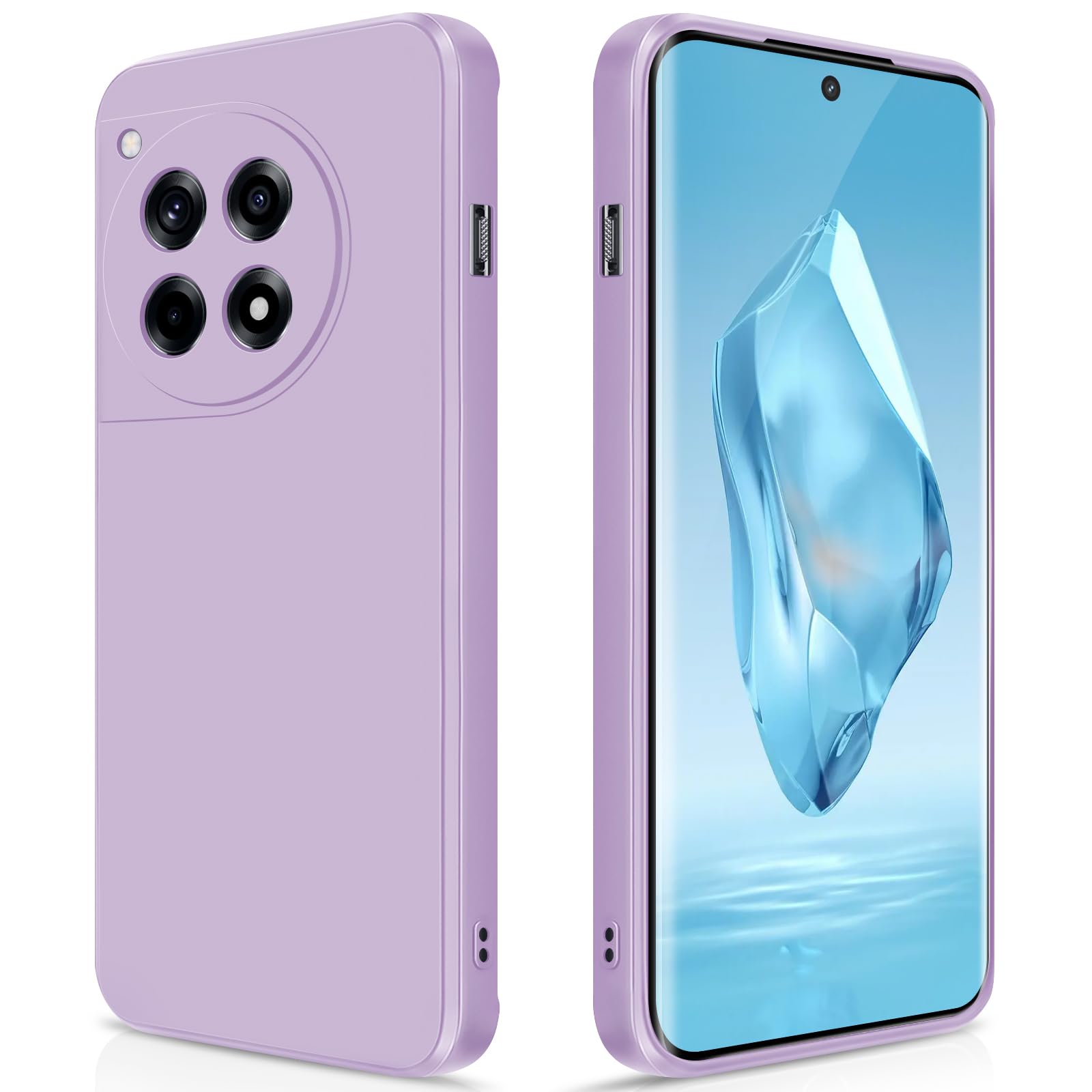GiiYoon Case Compatible with Oneplus 12R, Silky-Soft Touch Full-Body Protective Phone Silicone Case, Shockproof Cover with Microfiber Lining, Purple