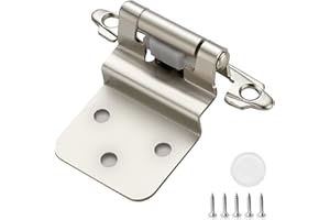 RAVINTE HARDWARE 50 Pack (25 Pairs) 3/8 Inch Insert Kitchen Cabinet Hinges, Satin Nickel Self Closing Hinges for Kitchen Cabinet Doors, Semi-Concealed Cupboard Hardware, Face Mount Hardware, Silver