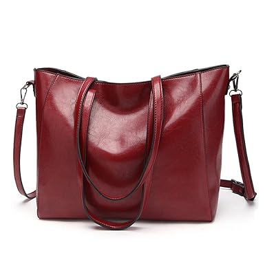Coofig Coofig Women Handbag PU Leather Shoulder Bags Messenger Tote Bags Soft Hot Satchel Purses (wine red)