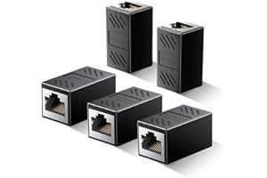 Ethernet Coupler, 5 Pack 1000Mbps High Speed RJ45 Coupler for Cat7 Cat6 Cat5e Cat5 Cable, Plug and Play, Female to Female Eth