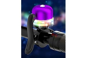MVIIOE Bike Bell for Kids & Adults, Light up Bike Accessories Adjustable with Ferrules Fit for 0.74-1.25in(19-31.8mm) Bicycle Handlebars, Aluminum Made & Crisp Sound for Mountain Dirt Road Bike Ebike(Purple)