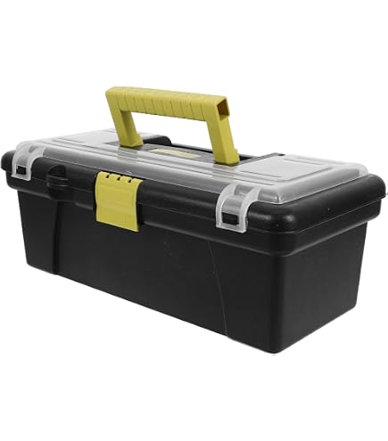 Totority Small Plastic Tool Storage Box – Portable Organizer Case With Sponge Insert, Handle & Latch, For Hand Tools, Small Parts & DIY Supplies