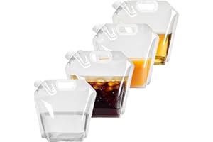 Cosell 4 Pack Collapsible Water Jugs, 1.3/2.6 Gallon - BPA Free Clear Plastic Water Bag with Handle for Camping, Emergency, Hiking - Leakproof Freezable Collapsible Water Container Bags(4 x 5L)