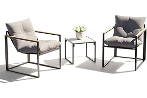 3D MATRIX Patio Furniture Set, 3 Piece Bistro Patio Sets, Small Bistro Set, Small Balcony Furniture (Gray)
