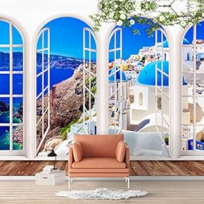 Wall Murals for Bedroom Vies from French Window Design Removable Wallpaper Peel and Stick Wall Stickers - 66x96 inches