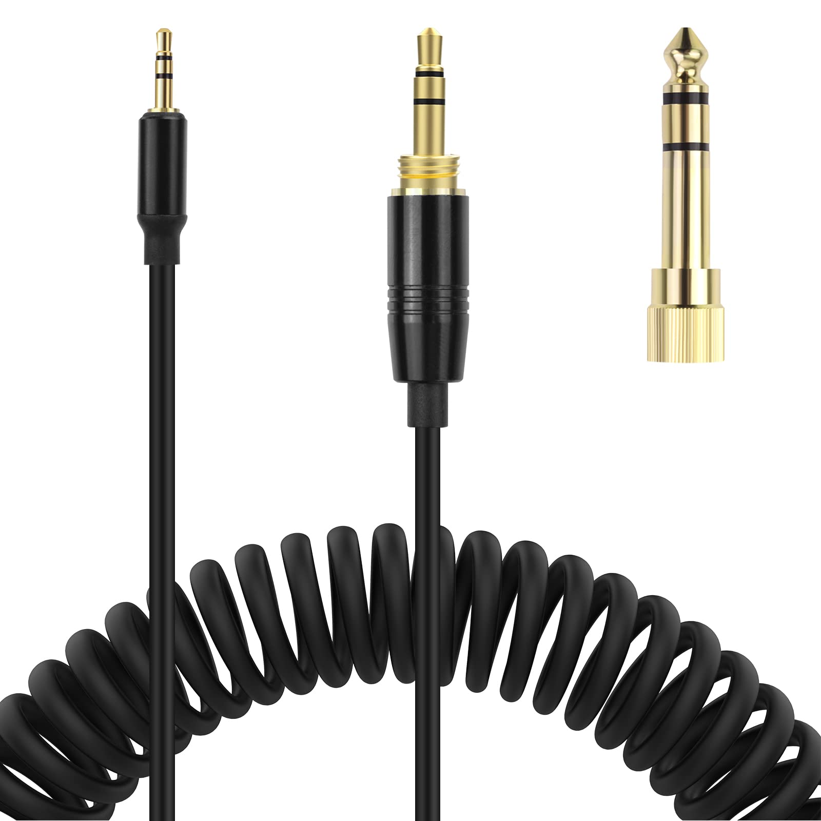 Toxaoii QC45 Coiled Audio Cable Cord Compatible with Bose QuietComfort QC 45, QC35 II, QC 35, OE2 OE2i Soundlink SoundTrue Headphone with 6.35mm Adapter for Guitar/Xbox One/ PS4 (4 to 16FT)