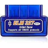YSFER ELM327 OBDII Car Auto Diagnostic Scanner, OBD2 Bluetooth Scan Tool Mini Engine Fault Code Reader, Wireless Interface Adapter Portable Diagnostic Tool for Most OBDII Vehicles