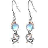 Possum Moonstone Earring for Women 925 Sterling Silver Opossum Gifts Animal Earrings for Women