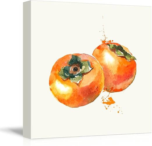 ORANGE FRUIT TREE IN YARD WATER COLOR PAINTING ART REAL CANVAS GICLEE PRINT