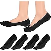 CIATBYYJ Women's 4 Pairs Orthopedic Toe Compression Socks, Toe Separator Socks for Bunion, Low Cut Liner Five Finger Socks Size 6-9 (Black)