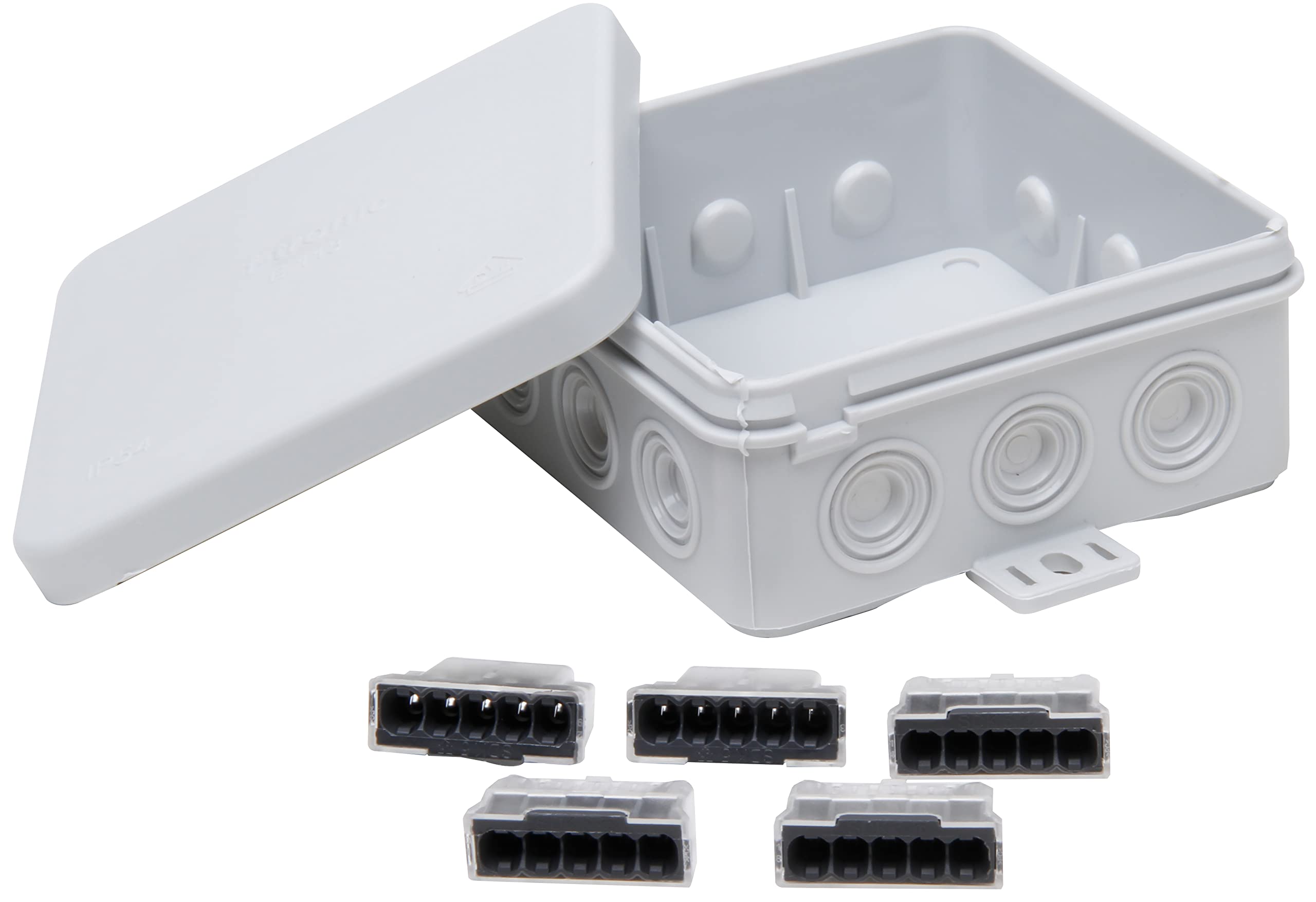 Kopp 347110004 Plug-in Terminal Junction Box Surface-Mounted for Wet Rooms, Gray