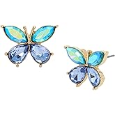 Betsey Johnson Womens Butterfly Gem Stud Earrings