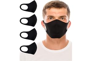unik Cloth Face Covers, Economy Pack of 4, Thin Breathable Single Layer, Washable, Reusable Mask, Unisex, Laser Cut - Black mask