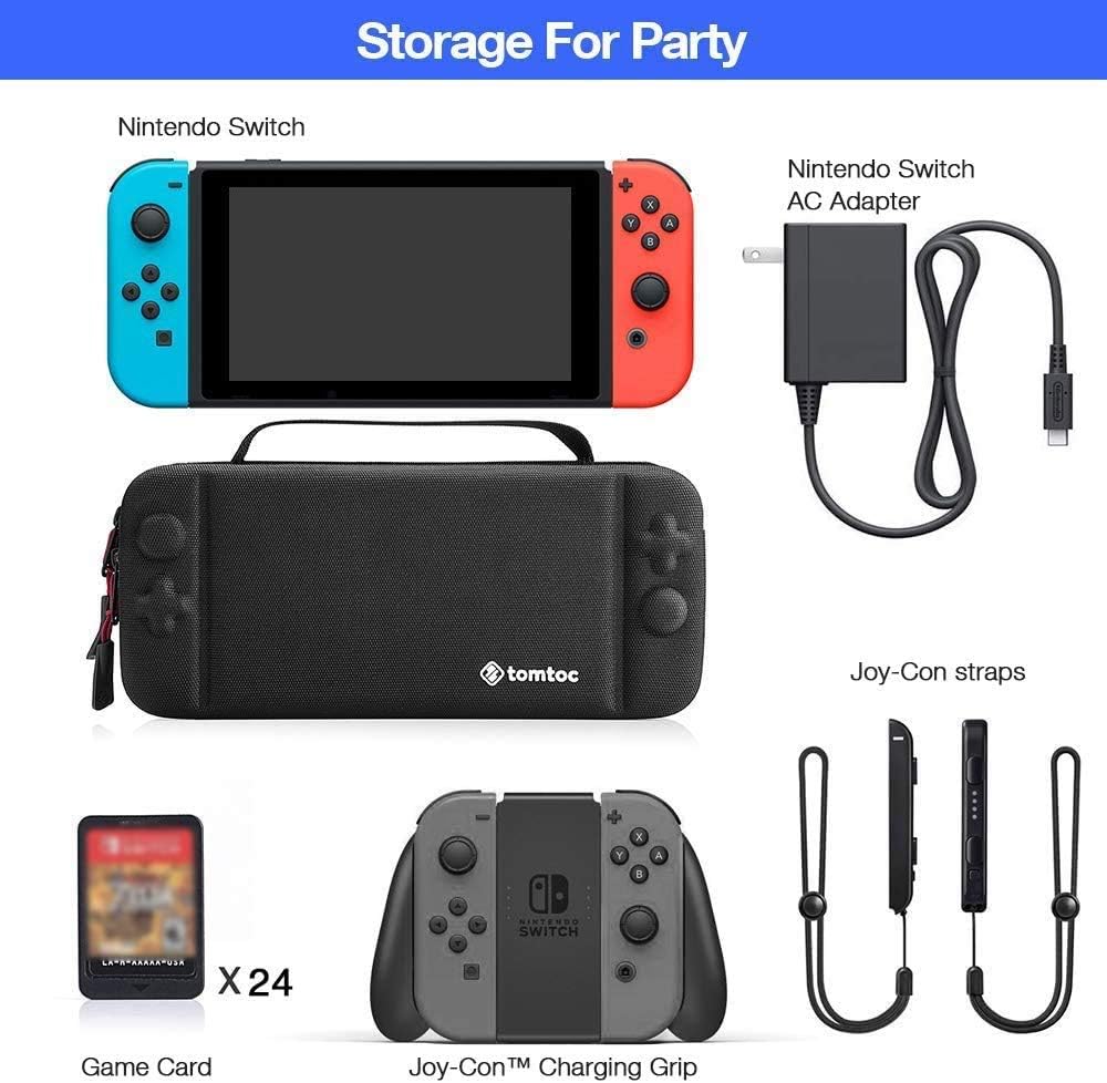 Hard Storage Case Compatible with Nintendo Switch, tomtoc Original Protective Hardshell Travel Handle Case Carrying Bag Cover fit Nintendo Switch Console and Accessories, 24 Game Card Slots: Video Games