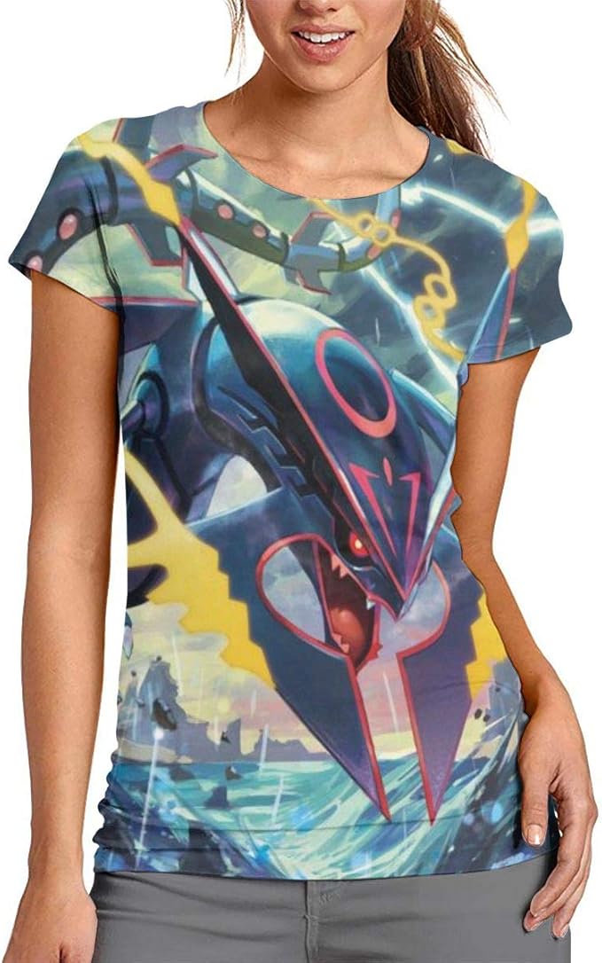 Amazon.com: MeGa_Rayquaza 3D Fashion Women's T Shirt Short Sleeve Round Collar Tops Girls Tee 