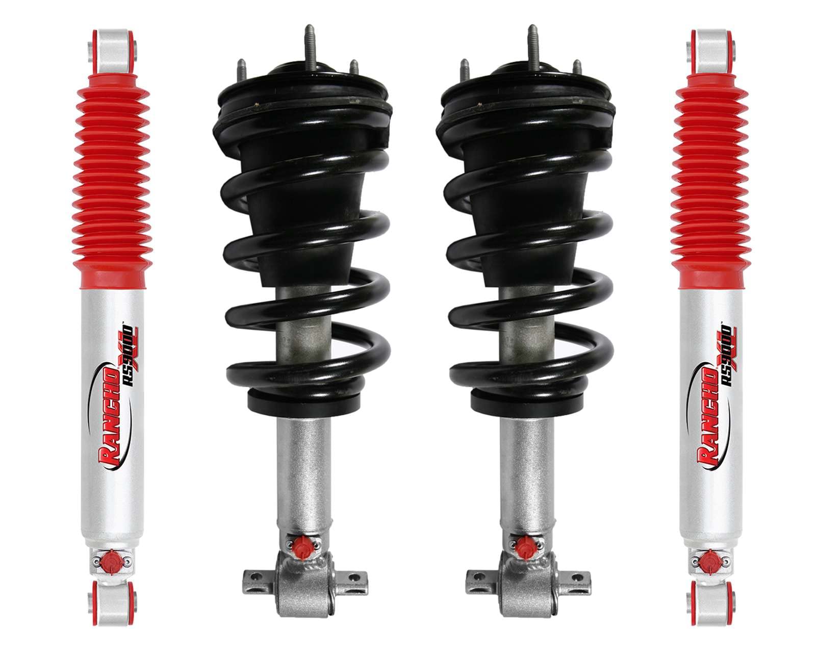 Rancho Suspensión QuickLIFT Loaded Strut and Shock Kit para Chevy Silverado/GMC Sierra 1500 4WD 2007-13 - Incluye puntales Rancho delanteros y amortiguadores traseros RS9000XL