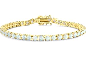 FANCIME Birthstone Bracelet 14K Gold Plated Tennis Bracelets Sterling Silver with Gold Plated Fine Jewelry Wedding Bridal Prom Birthday Gift for Women Her, Length 7.2 Inch Width 4mm